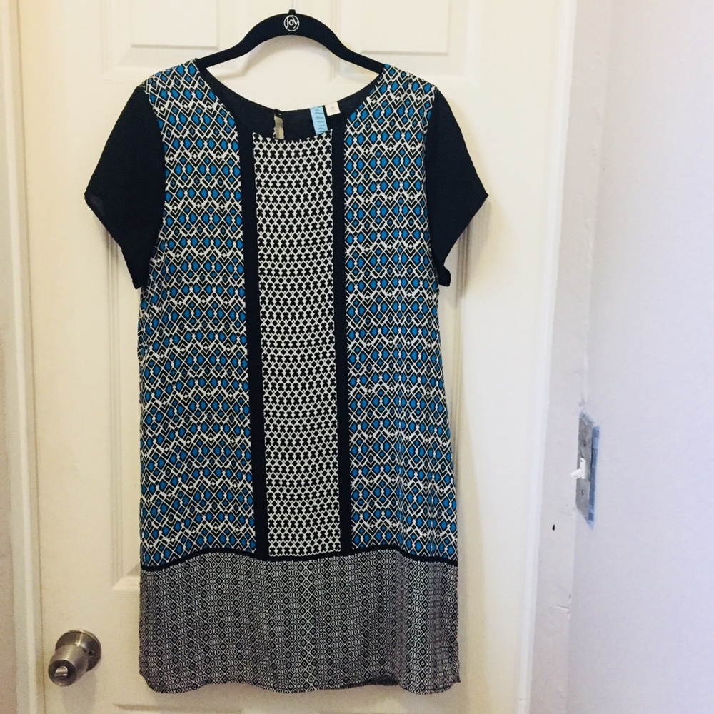 Dina Be short-sleeved, geometric pattern dress